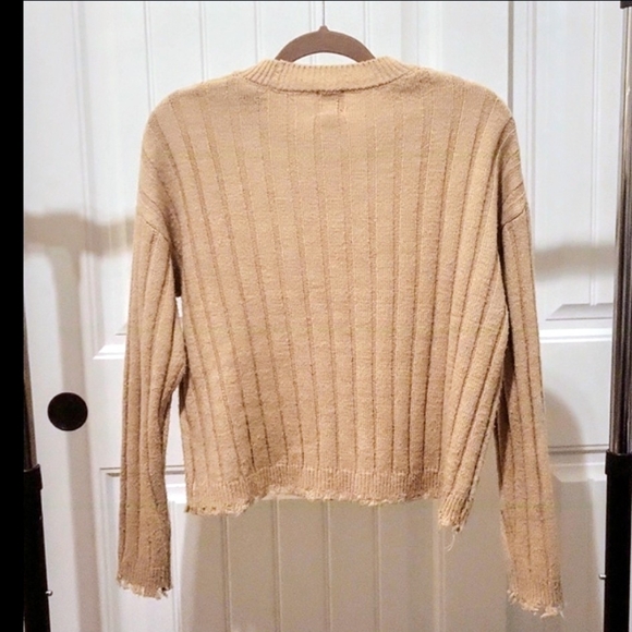 Freshman 1996 Tan L/S Frayed Sweater Size XS - Picture 2 of 6